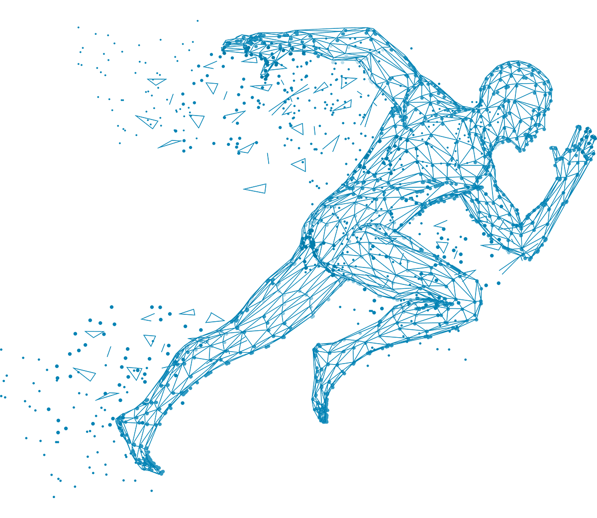 Dibujo lineal de un hombre corriendo.